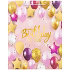 Пакет подарочный (1 штука) 26x13x32 см, ЗОЛОТАЯ СКАЗКА "Happy Birthday", фольга, розовый, 608238, фото 3