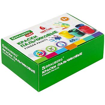 Краски пальчиковые для малышей от 1 года, КЛАССИКА, 6 цветов по 40 мл, BRAUBERG KIDS, 192396