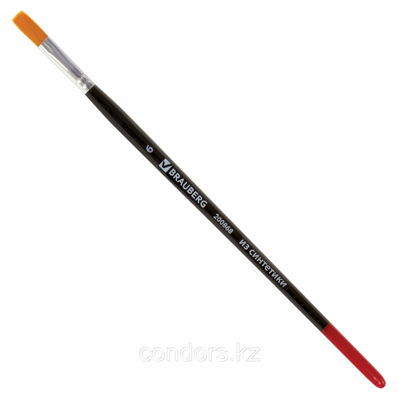 Кисть BRAUBERG синтетика, плоская, №6, 200868, фото 1