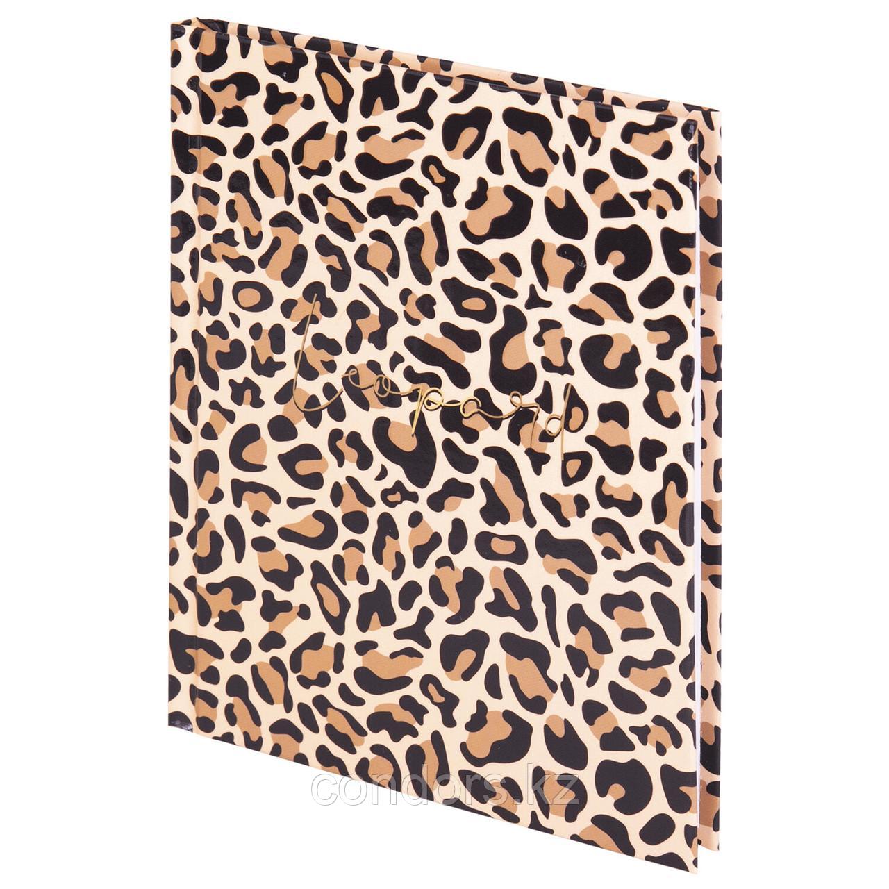 Блокнот МАЛЫЙ ФОРМАТ (110х147 мм), А6, 80 л., твёрдый, клетка, выборочный лак, STAFF, "Leopard", 114445, фото 1