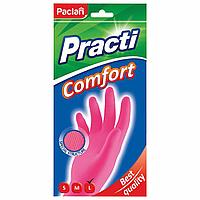 Перчатки МНОГОРАЗОВЫЕ латексные PACLAN "Practi Comfort", хлопчатобумажное напыление, размер L (большой),