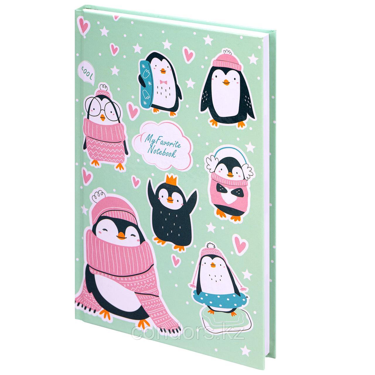 Блокнот А5 (134х206 мм), 80 л., твёрдый, клетка, BRAUBERG KIDS, "Пингвинчики", 114420, фото 1