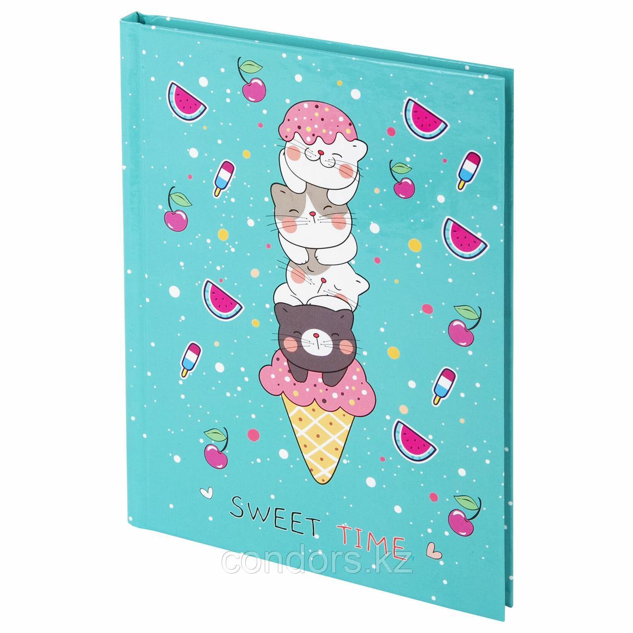 Блокнот МАЛЫЙ ФОРМАТ (110х147 мм), А6, 80 л., твёрдый, клетка, BRAUBERG KIDS, "Котики", 114443, фото 1