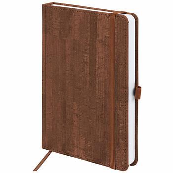 Ежедневник недатированный А5 (138x213 мм) BRAUBERG "Wood", кожзам, резинка, 136 л., коричневый, 111676