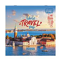 Календарь настенный перекидной на 2025 г., BRAUBERG, 12 листов, 29х29 см, "Чудеса света", 116162