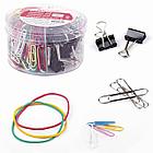 Набор BRAUBERG, зажимы 19 мм/15 шт., скрепки 28 мм/145 шт. и 50 мм/50 шт., резинки 40 шт., 223515, фото 2