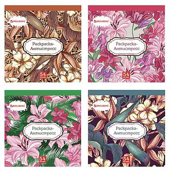 Раскраска-антистресс, 54 рисунка, 54 листа, 200х200 мм, 120 г/м2, склейка, BRAUBERG, 104151