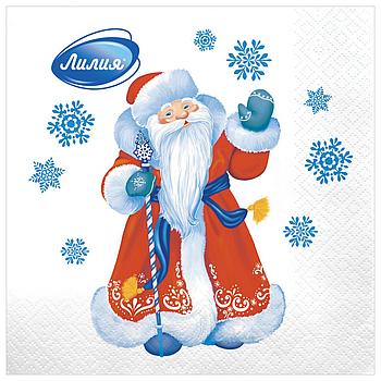 Салфетки бумажные 20 шт., 33х33 см, "Морозко", 2-слойные, ЛИЛИЯ, 1527