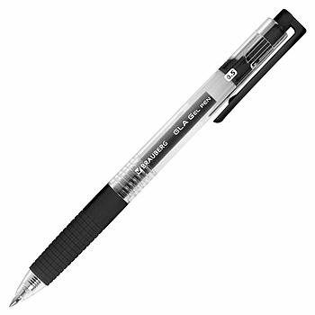 Ручка гелевая автоматическая с грипом BRAUBERG "GLA", ЧЕРНАЯ, стандартный узел 0,5 мм, линия письма 0,35 мм,