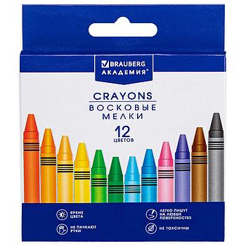 Восковые мелки BRAUBERG "АКАДЕМИЯ", НАБОР 12 цветов, 227283