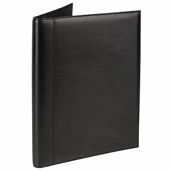 Папка адресная из натуральной кожи без надписи, формат А4, 32х25х1 см, черная, индивидуальная упаковка, 7-40,