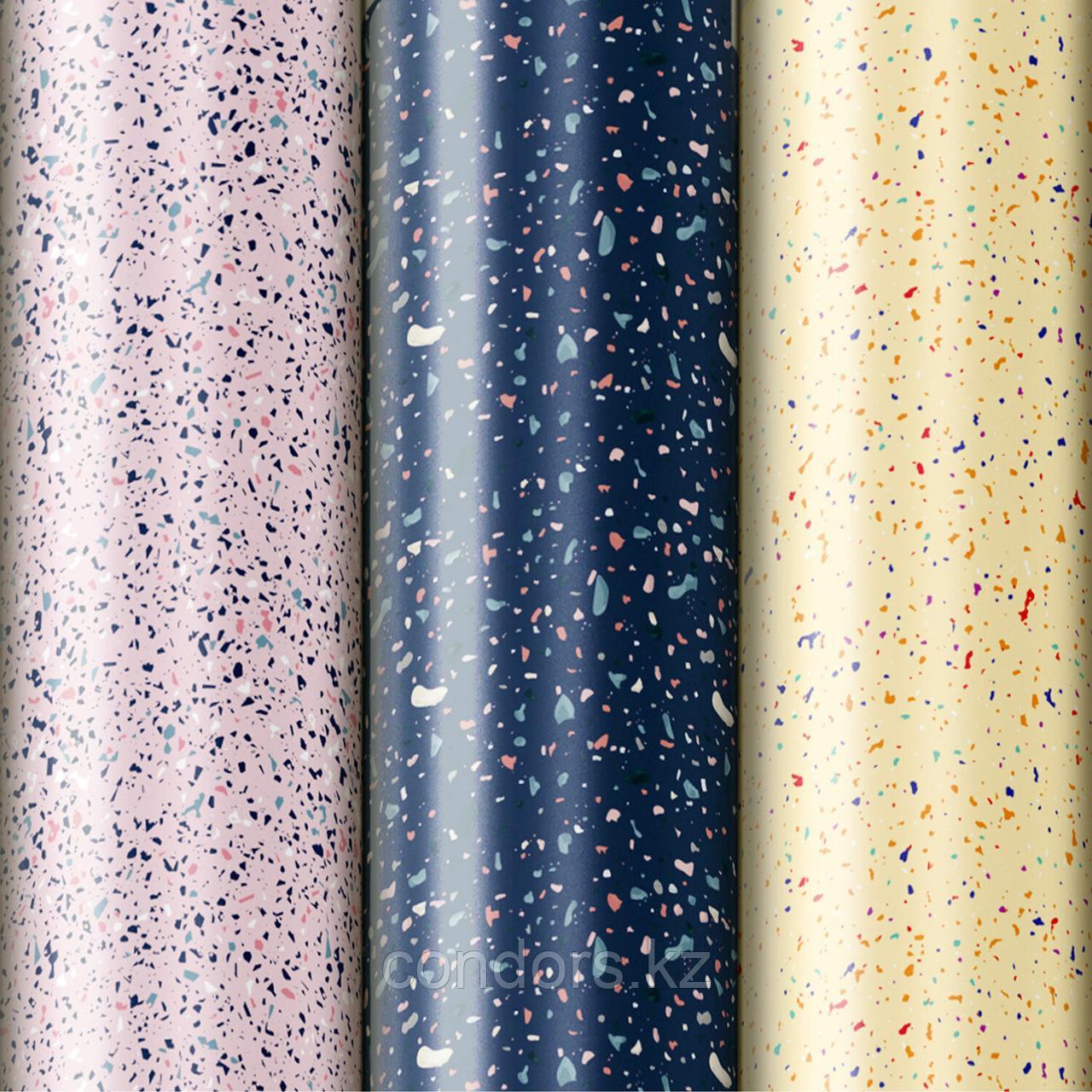 Бумага упаковочная мелованная НАБОР 3 шт., "Terrazzo", 70х100 см, 3 дизайна, ЗОЛОТАЯ СКАЗКА, 592066