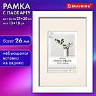 Рамка 21х30 см с паспарту 13х18 см небьющаяся, багет 26 мм МДФ, BRAUBERG "Ambassador", белая, 391366, фото 10