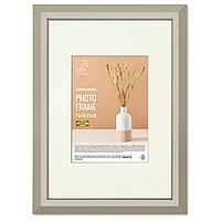 Рамка 21х30 см с паспарту 13х18 см, небьющаяся, аналог IKEA, багет 26 мм, МДФ, BRAUBERG "Zool", серая, 391377