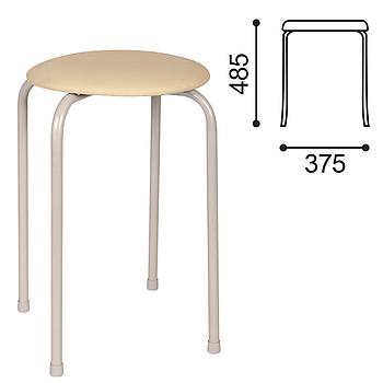 Табурет РС01-Т011В, серебристый каркас, кожзам бежевый, РС01-Т011В-506-
