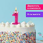 Свеча-цифра для торта "1" "С глазками", 6 см, ЗОЛОТАЯ СКАЗКА, с держателем, в блистере, 591404, фото 7