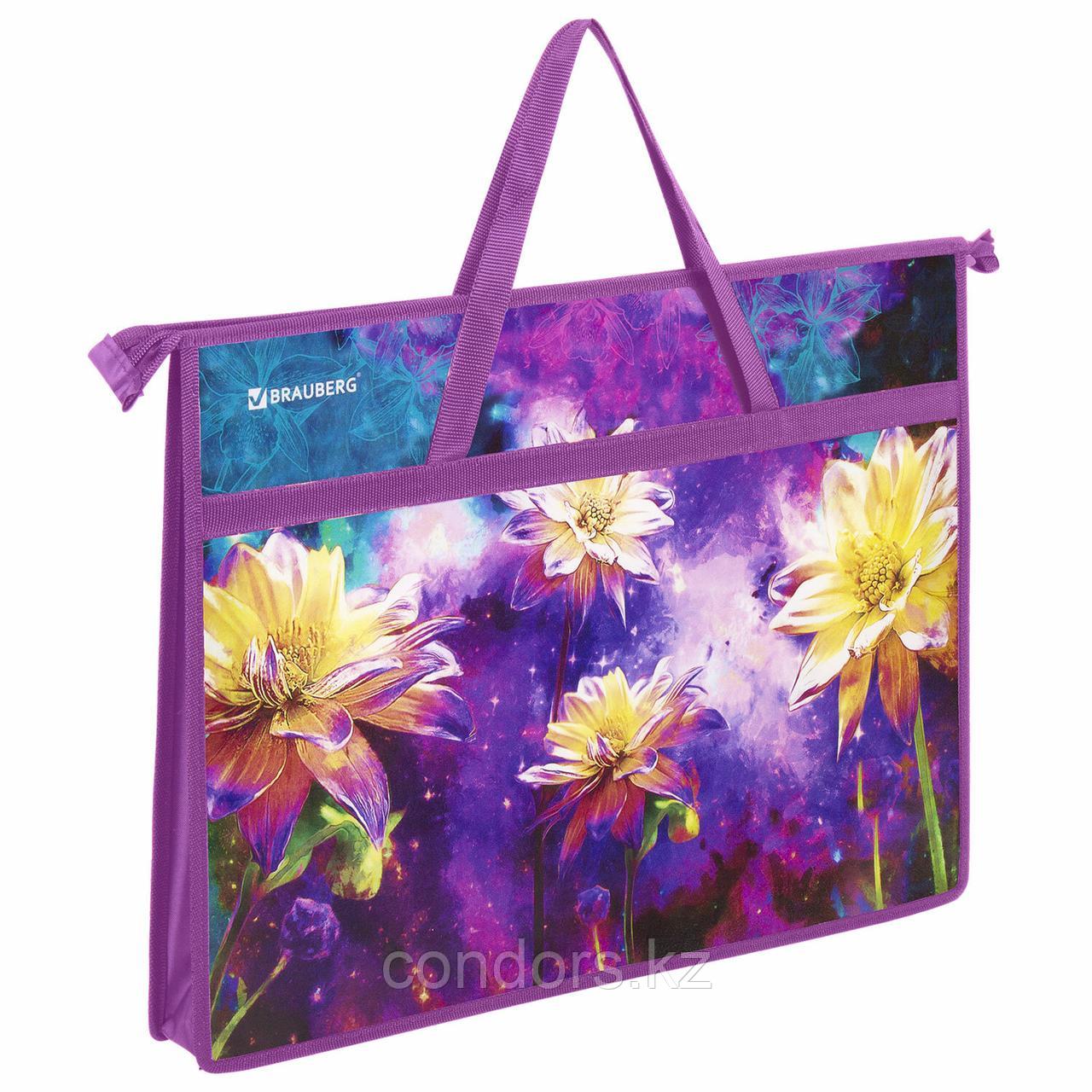 Папка для рисунков и чертежей с ручками BRAUBERG А3, пластик, молния сверху, "Flowers", 270146, фото 1