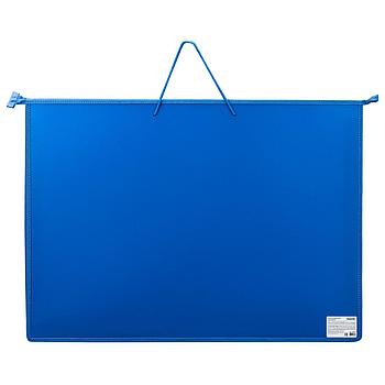 Папка для рисунков и чертежей на молнии с ручками ПИФАГОР А2, 1 отделение, пластик, ручки-шнурок, синяя,