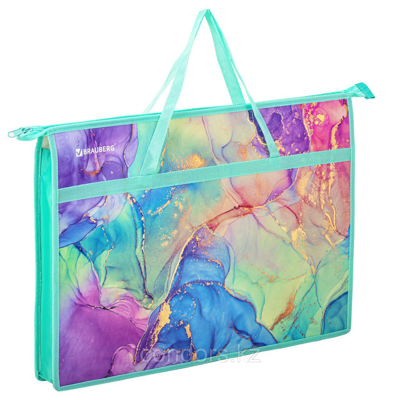 Папка для рисунков и чертежей с ручками BRAUBERG А3, пластик, молния сверху, "Marble", 271435, фото 1