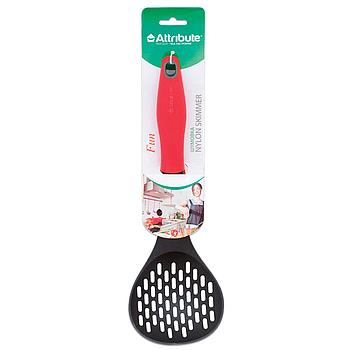 Шумовка для кухни, пищевой термостойкий пластик, цветная рукоятка, подвес, "Fun", ATTRIBUTE, ATV811