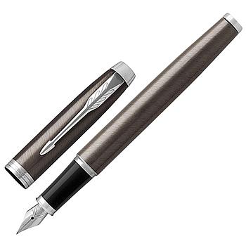 Ручка перьевая PARKER "IM Core Dark Espresso CT", корпус кофейный лак, хромированные детали, синяя, 1931650