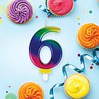 Свеча-цифра для торта "6" "Радужная", 9 см, ЗОЛОТАЯ СКАЗКА, с держателем, в блистере, 591439, фото 3