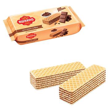 Вафли ЯШКИНО "Шоколадные" с шоколадной начинкой, 300 г, ЯВ157