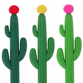 Ручка фигурная шариковая ЮНЛАНДИЯ "Кактус", мягкий силиконовый корпус, ассорти, СИНЯЯ, пишущий узел 0,7 мм,