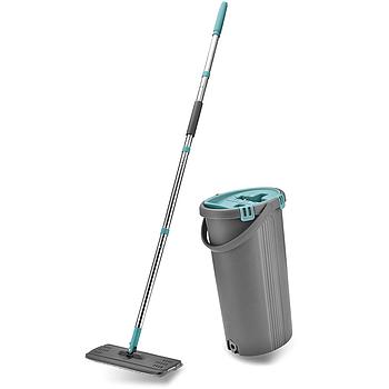 Комплект для уборки: швабра, ведро 8 л/7 л двухкамерное с отжимом, насадка, LIGHT MOP, MILEY, 901-618