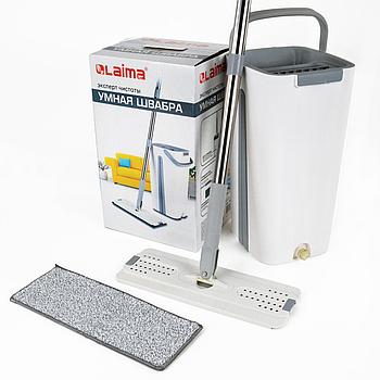 Комплект для уборки: швабра, ведро 11 л/9 л двухкамерное с отжимом, насадка МОП (кармашки с двух сторон) PRO
