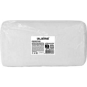 Полотно ВАФЕЛЬНОЕ Узбекистан, отбеленное, рулон 0,45х50 м, плотность 180 (±5) г/м2, в пакете, LAIMA, 607519