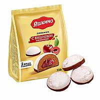 Пряники ЯШКИНО "С вишневой начинкой" мягкие в двойной глазури, 350 г, ЯП906