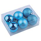 Шары ёлочные 6 шт., 6 см, "Trio", пластик, БИРЮЗОВЫЕ (глянец, матовый, глиттер), ЗОЛОТАЯ СКАЗКА, 590871, фото 3