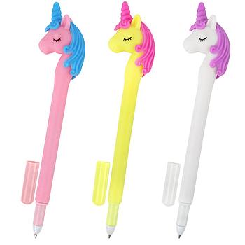 Ручка фигурная шариковая ЮНЛАНДИЯ "Единорог", мягкий силиконовый корпус, ассорти, СИНЯЯ, пишущий узел 0,7 мм,