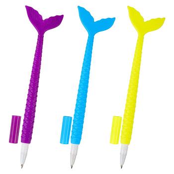 Ручка фигурная шариковая ЮНЛАНДИЯ "Русалка", мягкий силиконовый корпус, ассорти, СИНЯЯ, пишущий узел 0,7 мм,