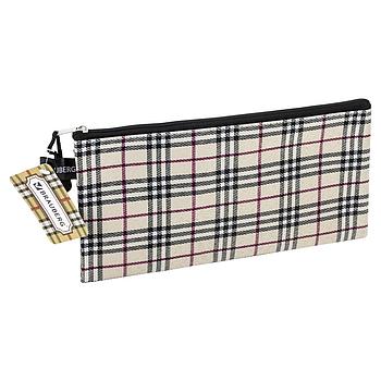 Папка-конверт на молнии МАЛОГО ФОРМАТА (255х130 мм), ткань в клетку, BRAUBERG "Checked", 223894