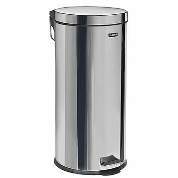 Ведро-контейнер для мусора (урна) с педалью LAIMA "Classic", 30 л, зеркальное, нержавеющая сталь, со съемным