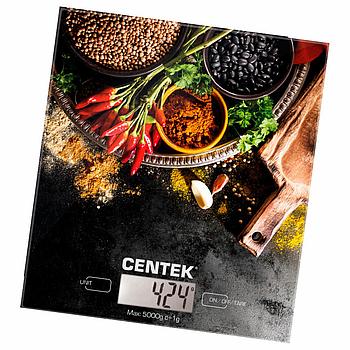Весы кухонные CENTEK CT-2462 "Специи", электронный дисплей, max вес 5 кг, тарокомпенсация, стекло, CT-2462