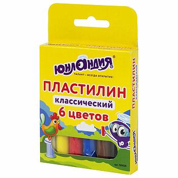 Пластилин классический ЮНЛАНДИЯ "ЮНЛАНДИК-СКУЛЬПТОР", 6 цветов, 120 г, ВЫСШЕЕ КАЧЕСТВО, 105028