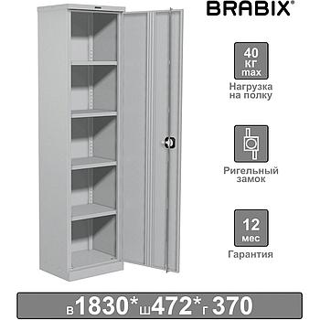 Шкаф металлический офисный BRABIX "MK 18/47/37-01", 1830х472х370 мм, 25 кг, 4 полки, разборный, 291138,