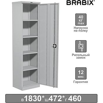 Шкаф металлический офисный BRABIX "MK 18/47/46-01", 1830х472х460 мм, 30 кг, 4 полки, разборный, 291139,