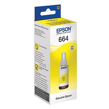 Чернила EPSON 664 (T6644) для СНПЧ Epson L100/L110/L200/L210/L300/L456/L550, желтые, ОРИГИНАЛЬНЫЕ,