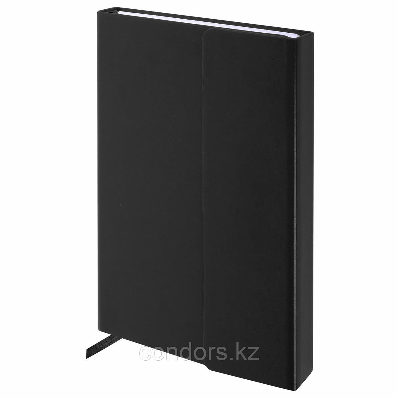 Ежедневник недатированный А5 138х213 мм BRAUBERG "Towny" под кожу, магнитный клапан 160 л., черный, 123785, фото 1