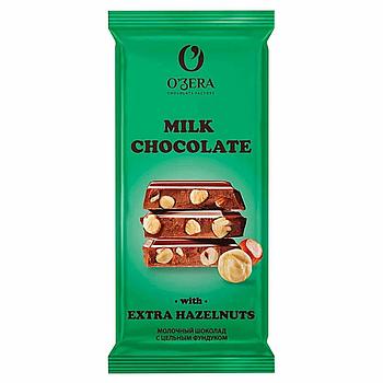 Шоколад O'ZERA "Milk & Extra Hazelnut" молочный, с цельным фундуком, 90 г, ПШ526