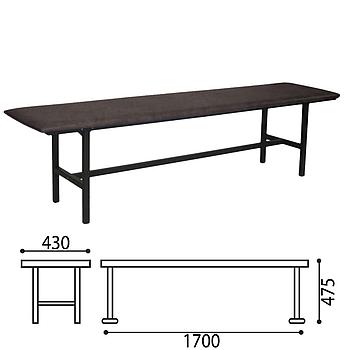 Банкетка без спинки "Берта", 1700х430х475 мм, усиленная, черный каркас, кожзаменитель черный, разборная, БМ 4