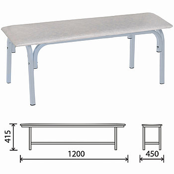 Банкетка без спинки "Астрид", 1200х450х415 мм, светло-серый каркас, кожзам белый