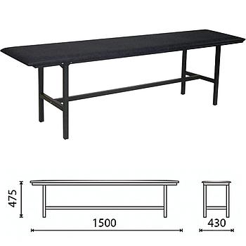 Банкетка без спинки "Берта", 1500х430х475 мм, усиленная, черный каркас, кожзам черный, разборная