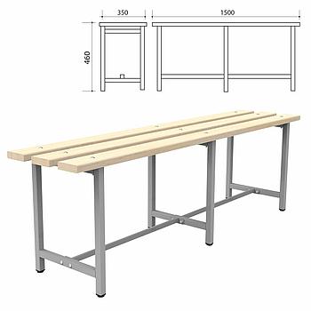 Скамья деревянная на металлокаркасе "СТ 3", 1500х350х460 мм, регулируемые опоры, каркас металлический серый,