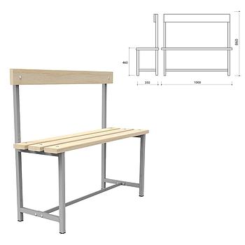 Скамья со спинкой деревянная на металлокаркасе "СТ 2", 1000х350х860 мм, регулируемые опоры, каркас