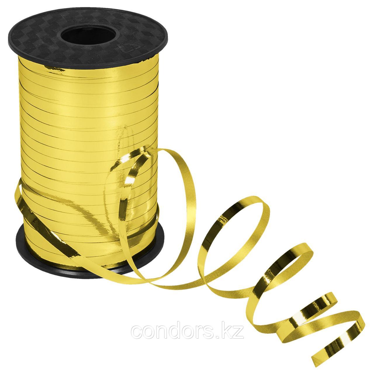 Лента упаковочная декоративная для шаров и подарков, металлик, 5 мм х 250 м, золото, ЗОЛОТАЯ СКАЗКА, 591815, фото 1